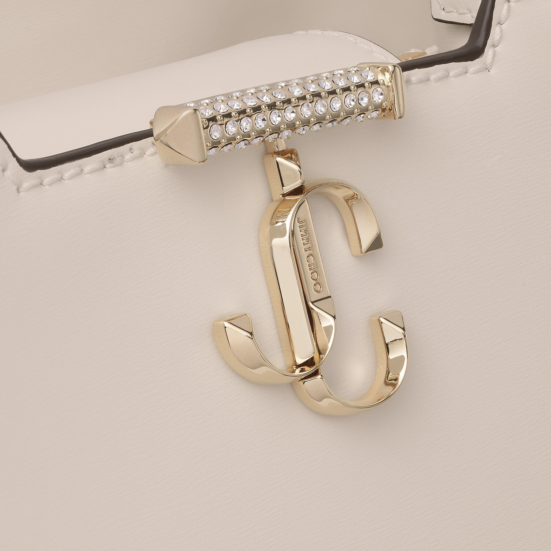 Latte Box Leather Top Handle Bag With Crystal Bar And Jc Emblem Varenne Th M Summer 22 Collection Jimmy Choo