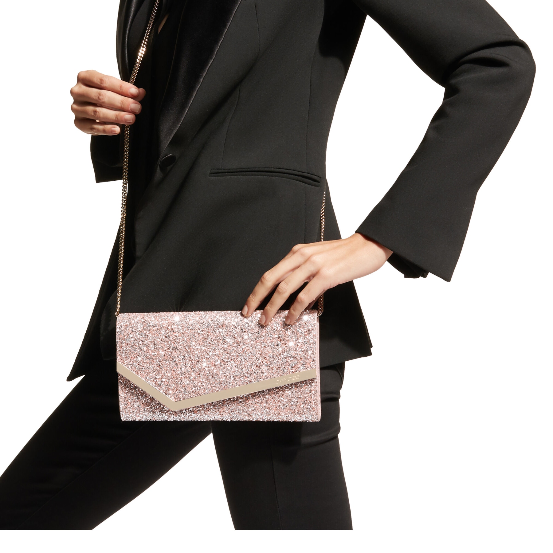 Jimmy choo 2025 emmie glitter clutch