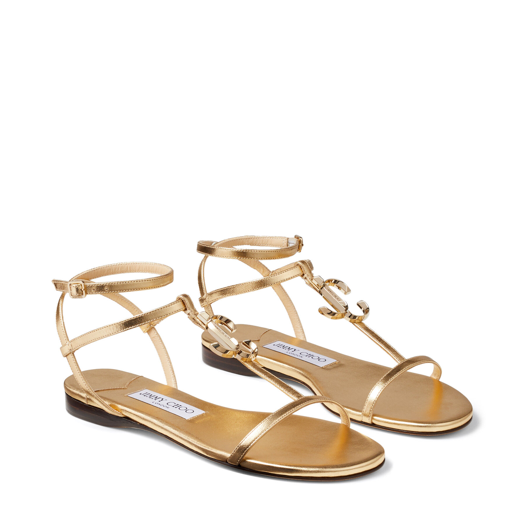Metallic Gold Nappa Leather Flat Sandals| ALODIE FLAT | Spring Summer ...