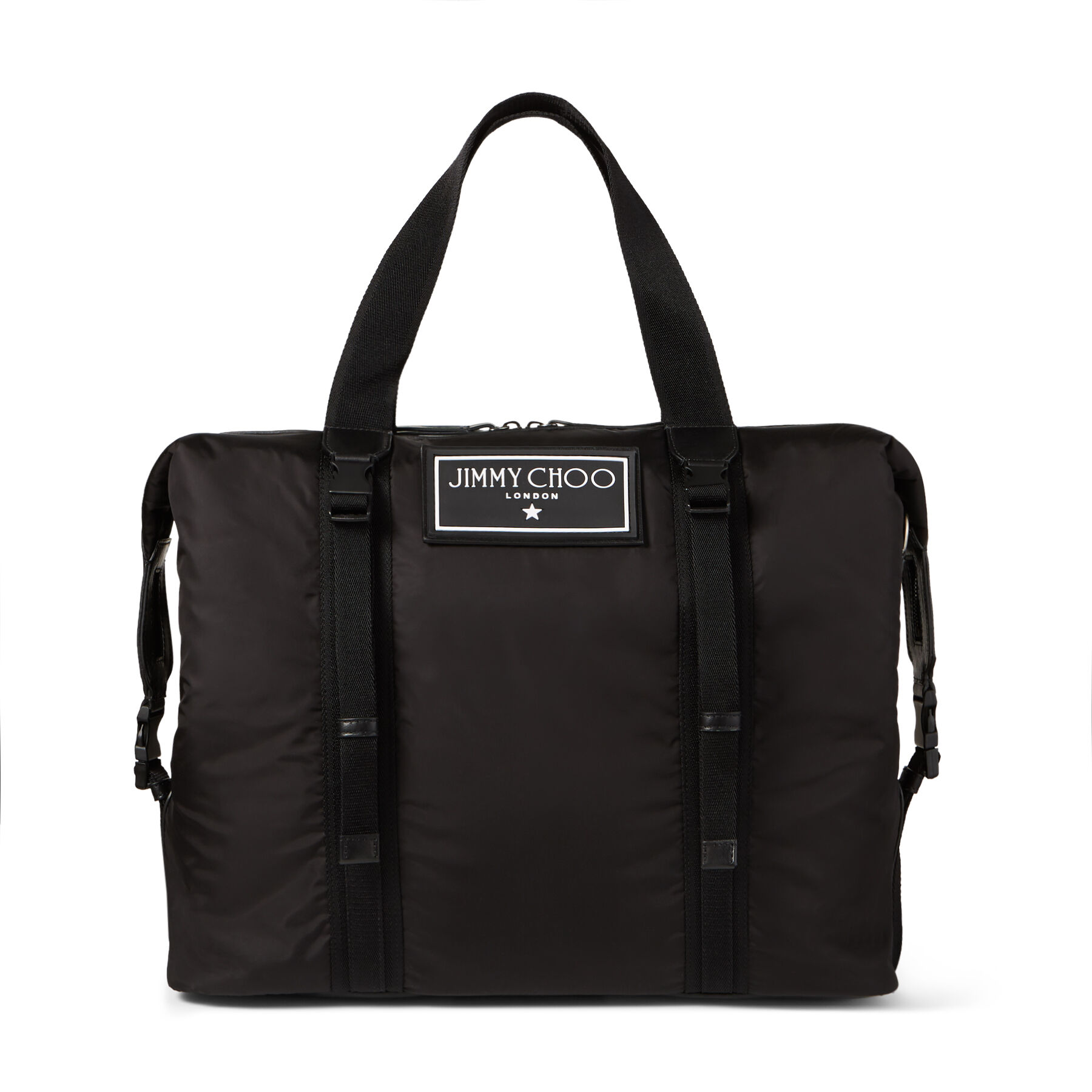 Black Soft Nylon and Satin Leather Weekend Holdall Tote |ARLINGTON ...