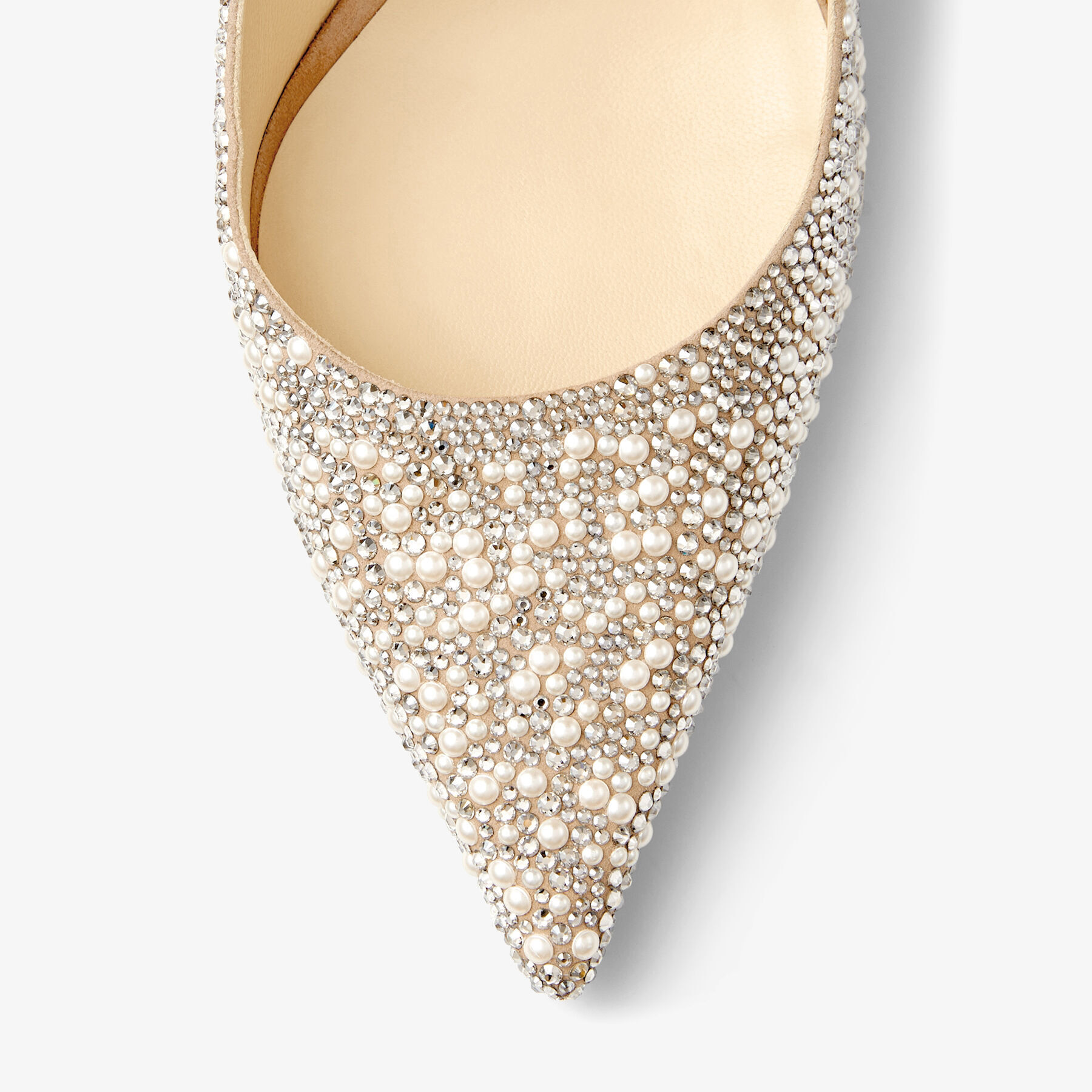 Ballet Pink Suede Mary Jane Pumps with Crystal and Pearl Embellishment ...