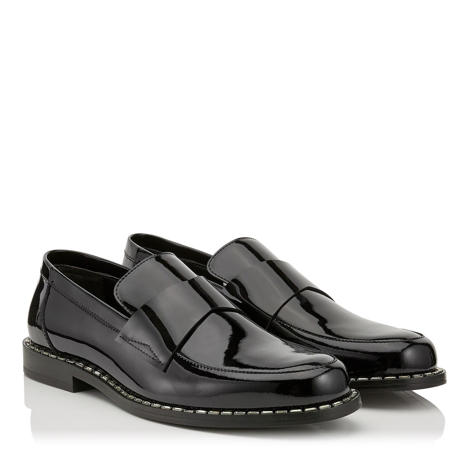 Black Patent Leather Loafers with Crystal Trim | BANE | Cruise 19 