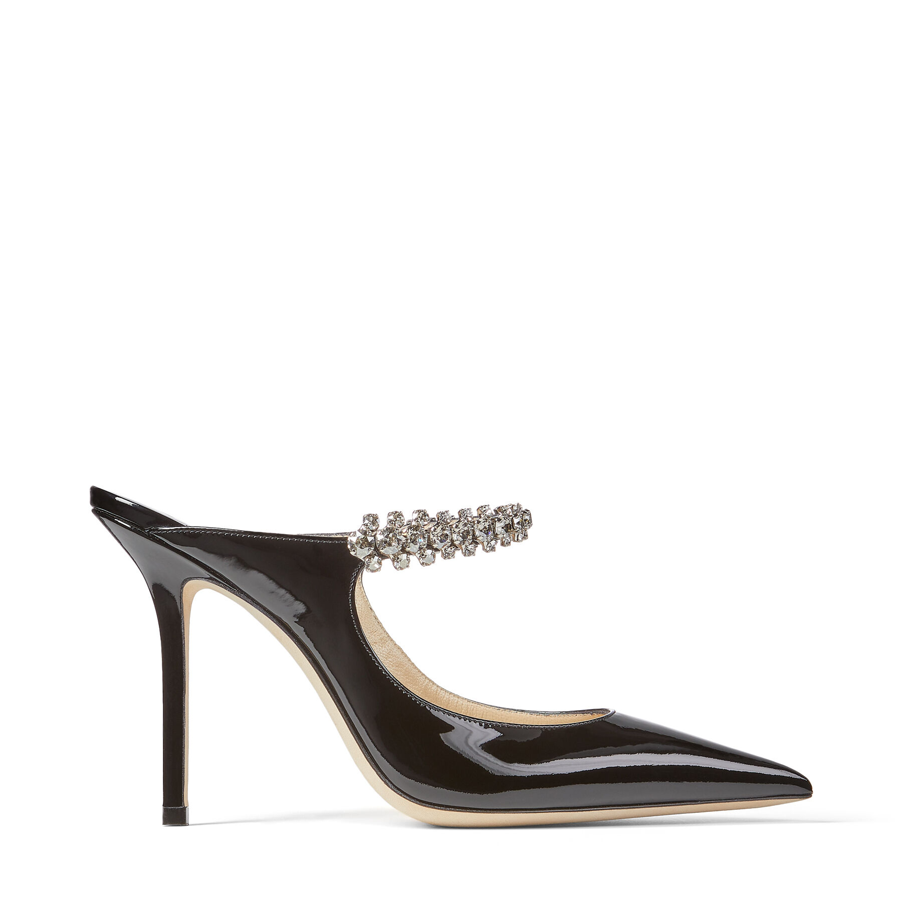 Black Patent Leather Mules with Crystal Strap | BING 100 | Cruise 19 ...