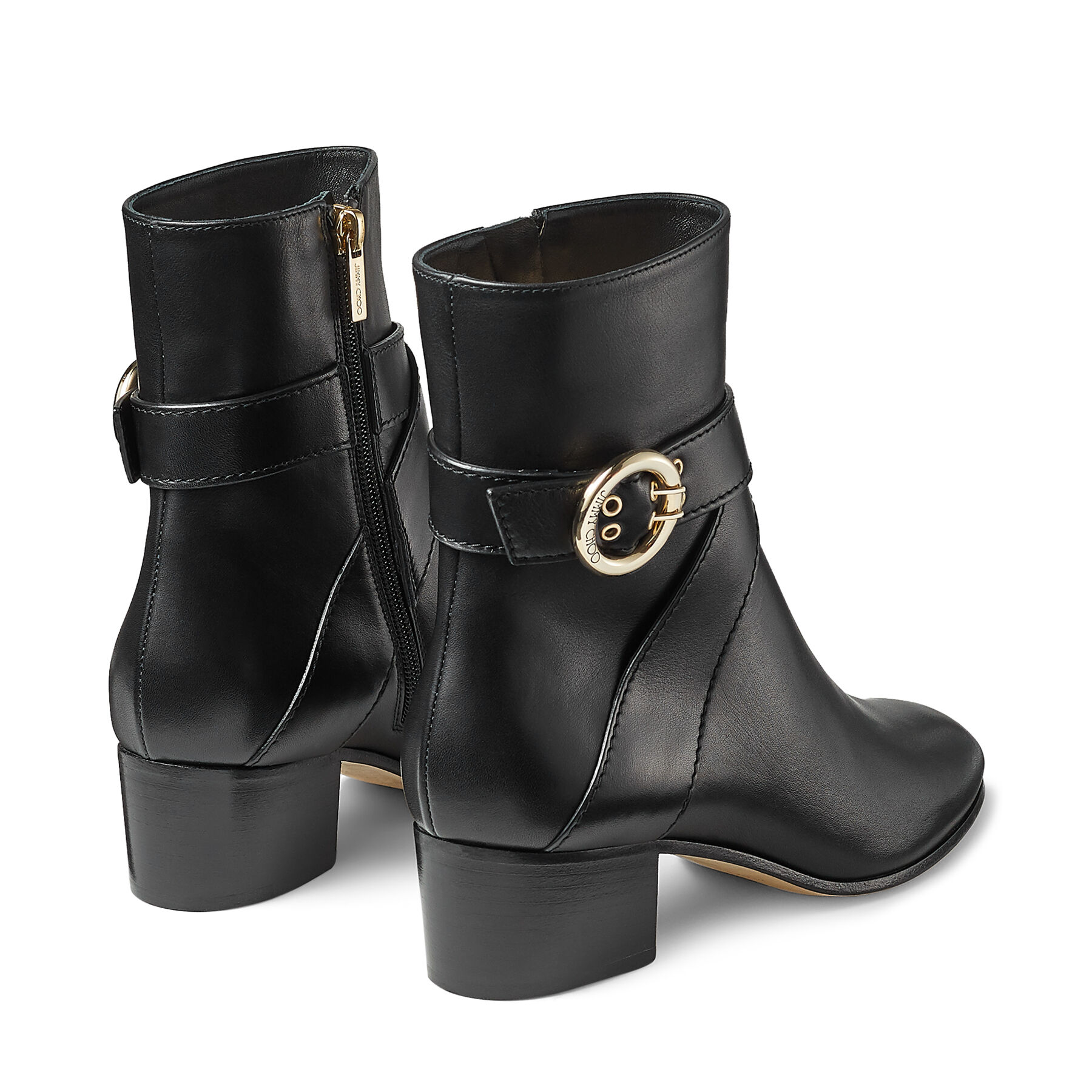 black leather ankle boots buckle