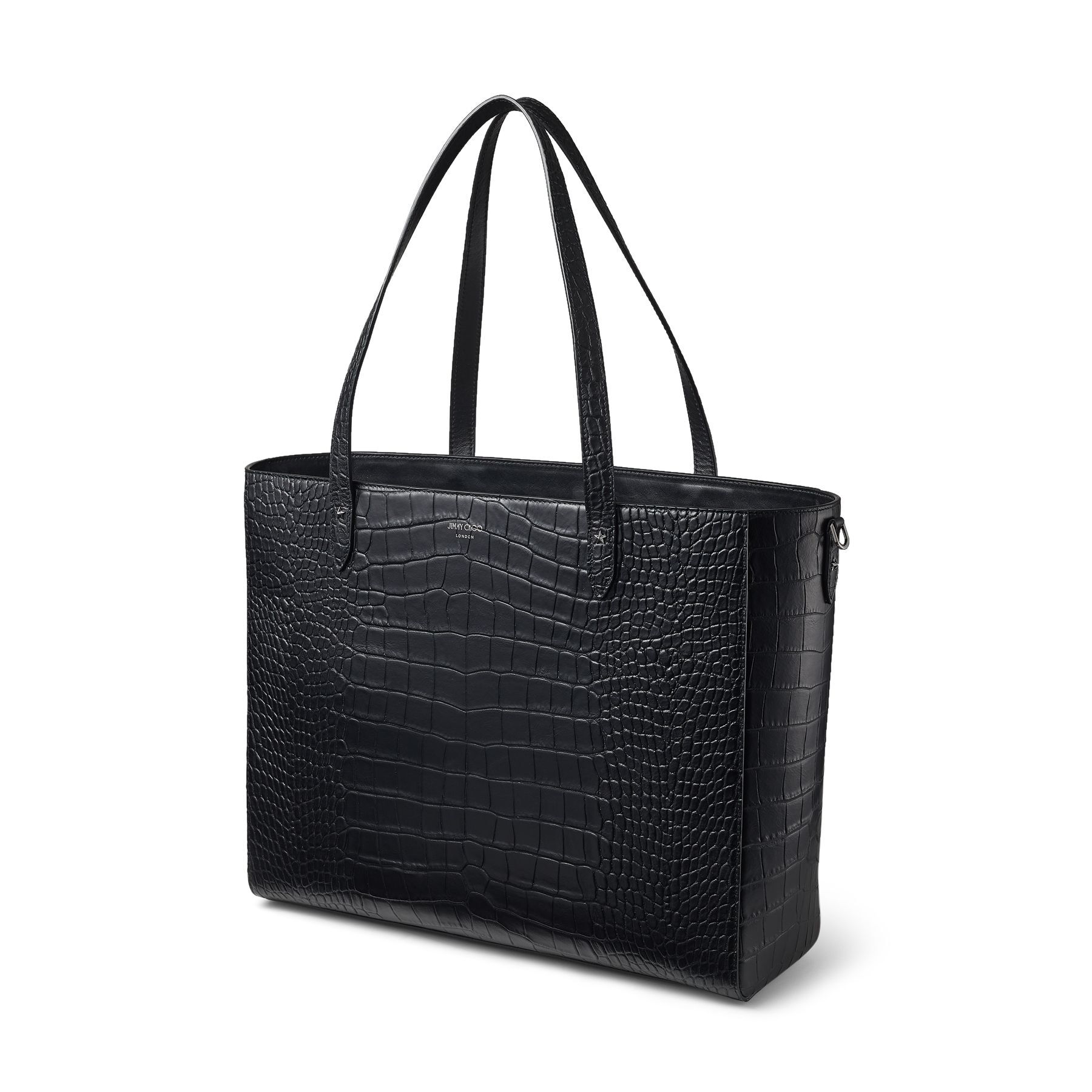 black croc embossed slouch bag
