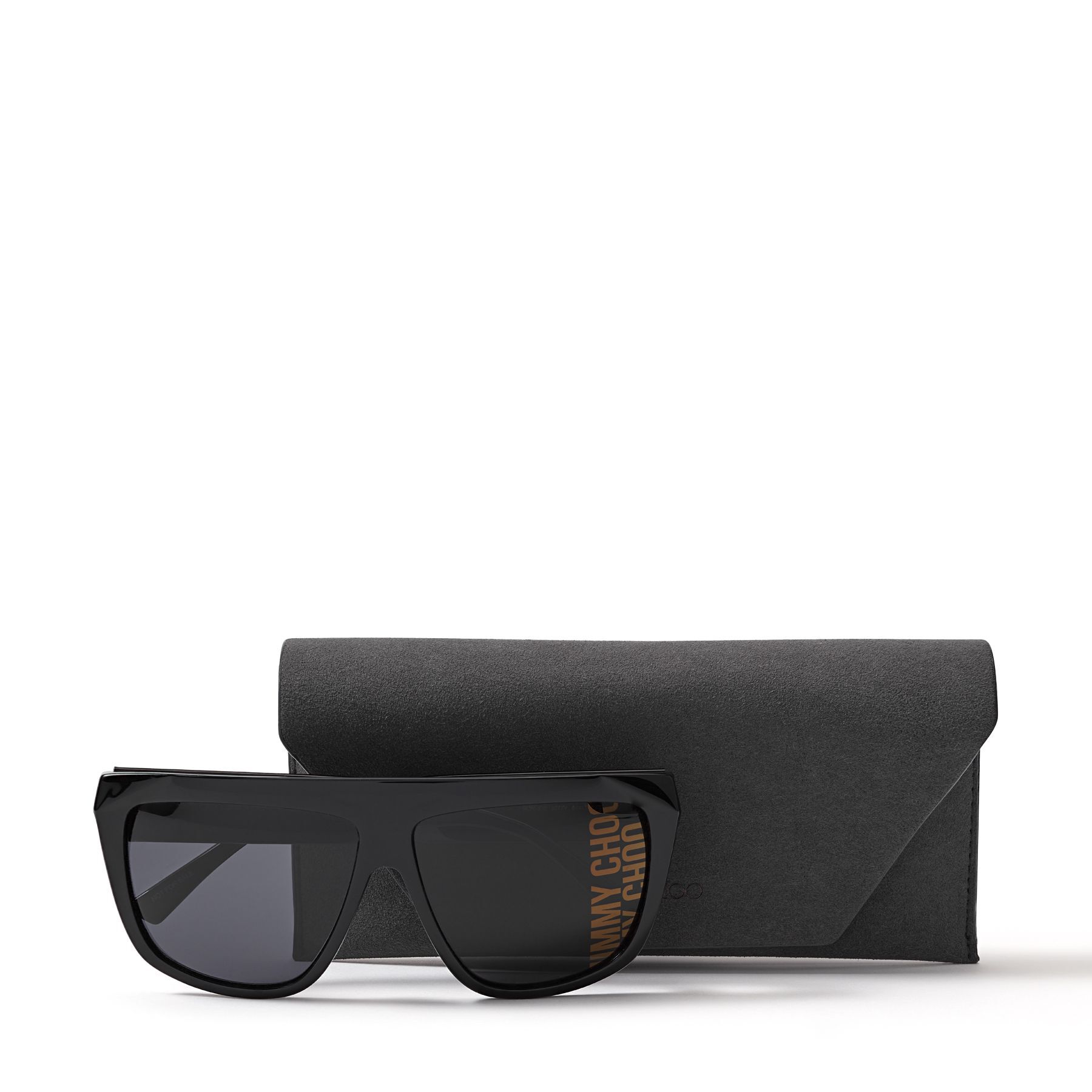 Black Square-Frame Sunglasses with Printed Jimmy Choo Logo on Lense ...