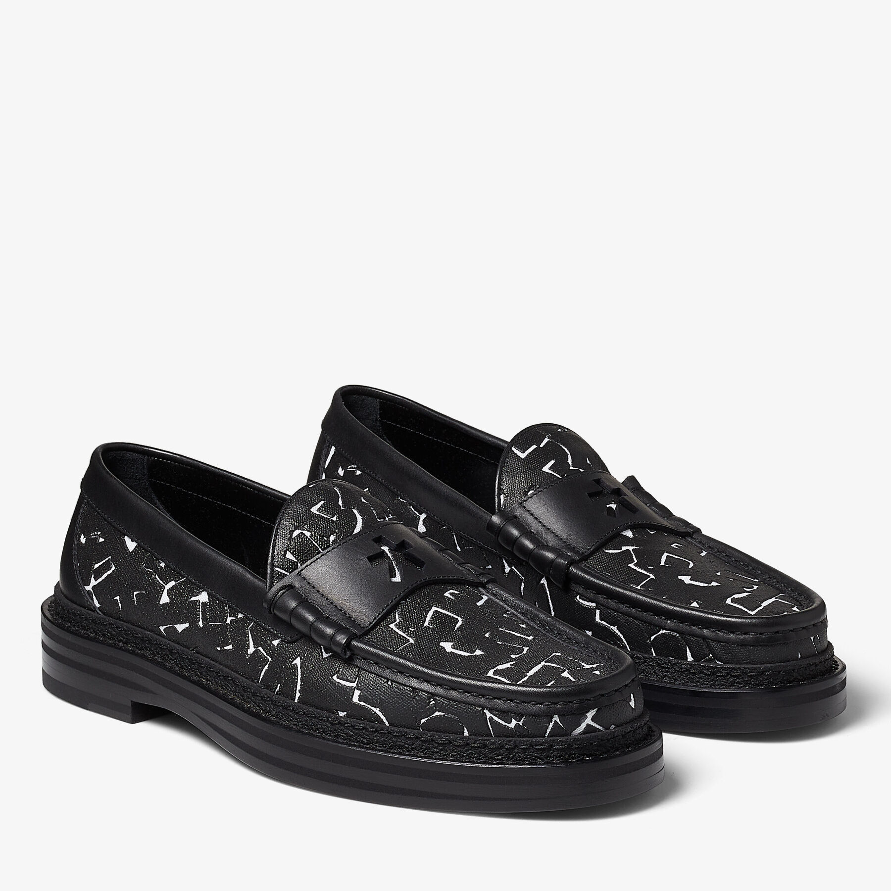 Black and White Artwork Printed Canvas Loafers | EZRA/M | JIMMY 