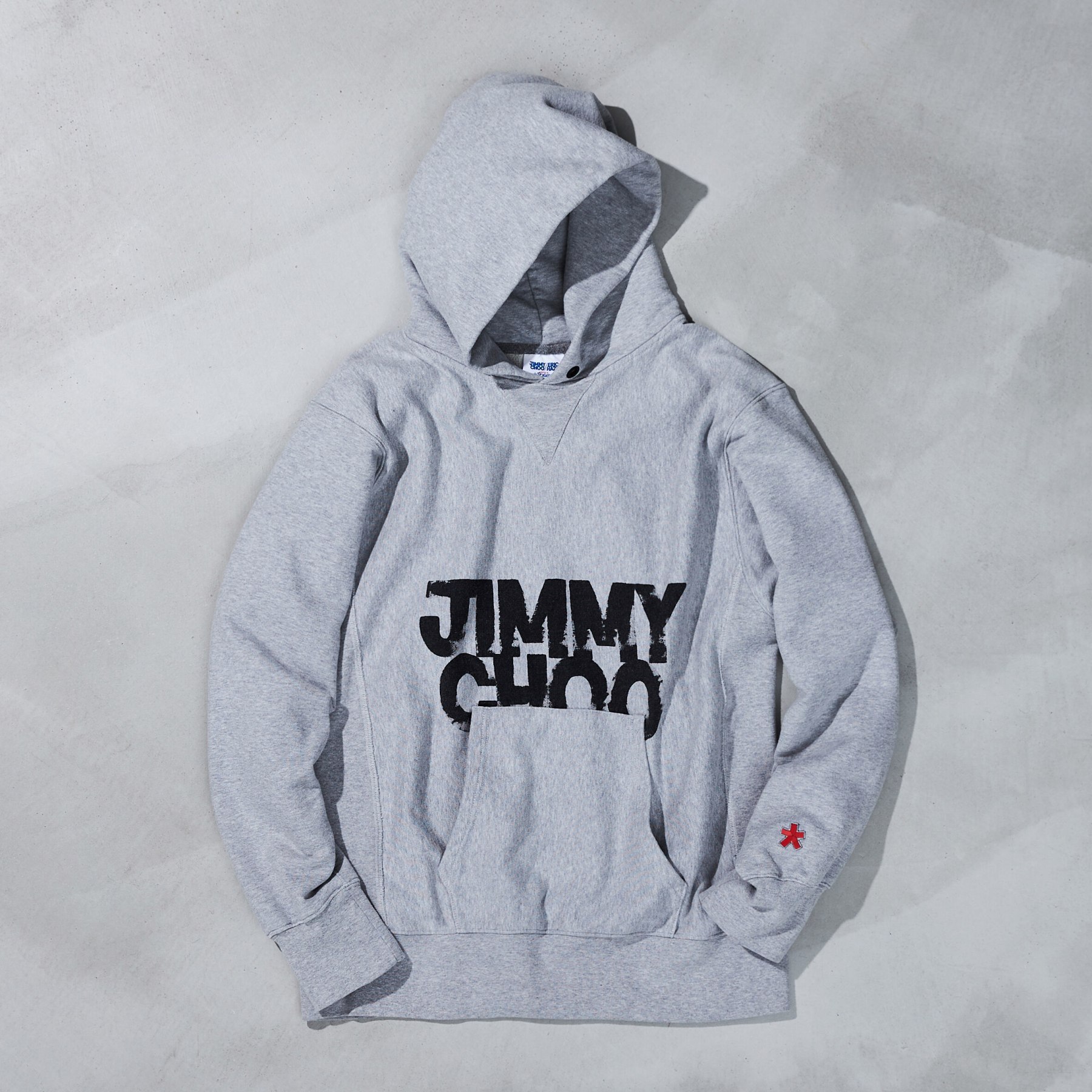 Grey Melange Hoodie with Printed Black Logo | HOODIE | JIMMY CHOO 