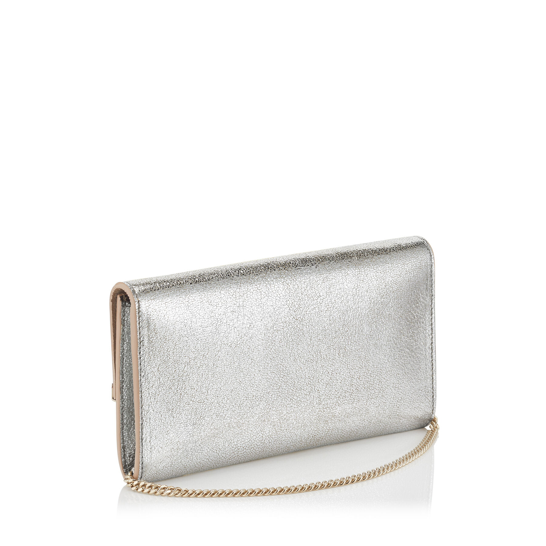 Champagne Glitter Leather Clutch Bag | Emmie | Pre Fall 18 | JIMMY CHOO