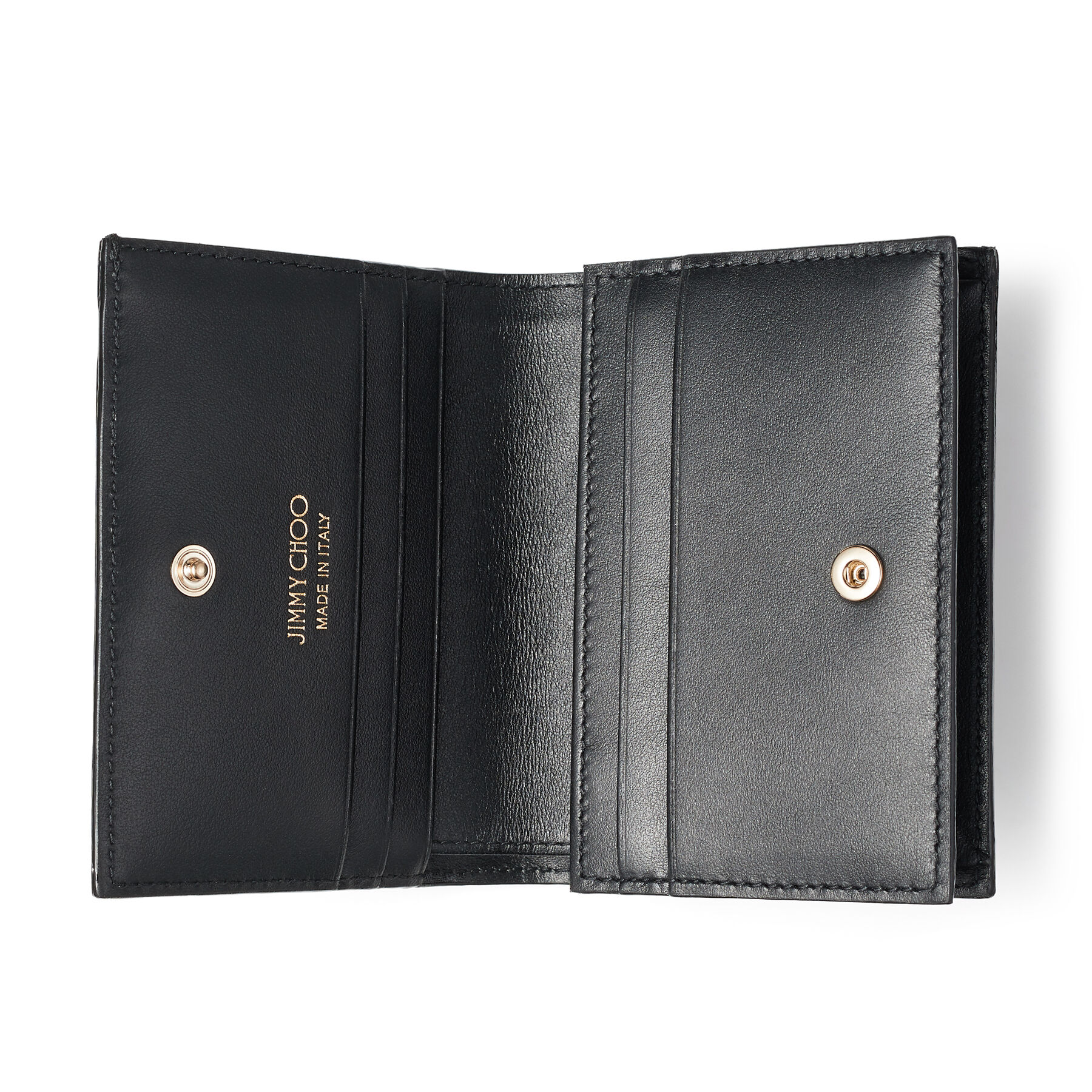 Black Smooth Calf Leather Wallet with JC Emblem |HANNE |Cruise '20 