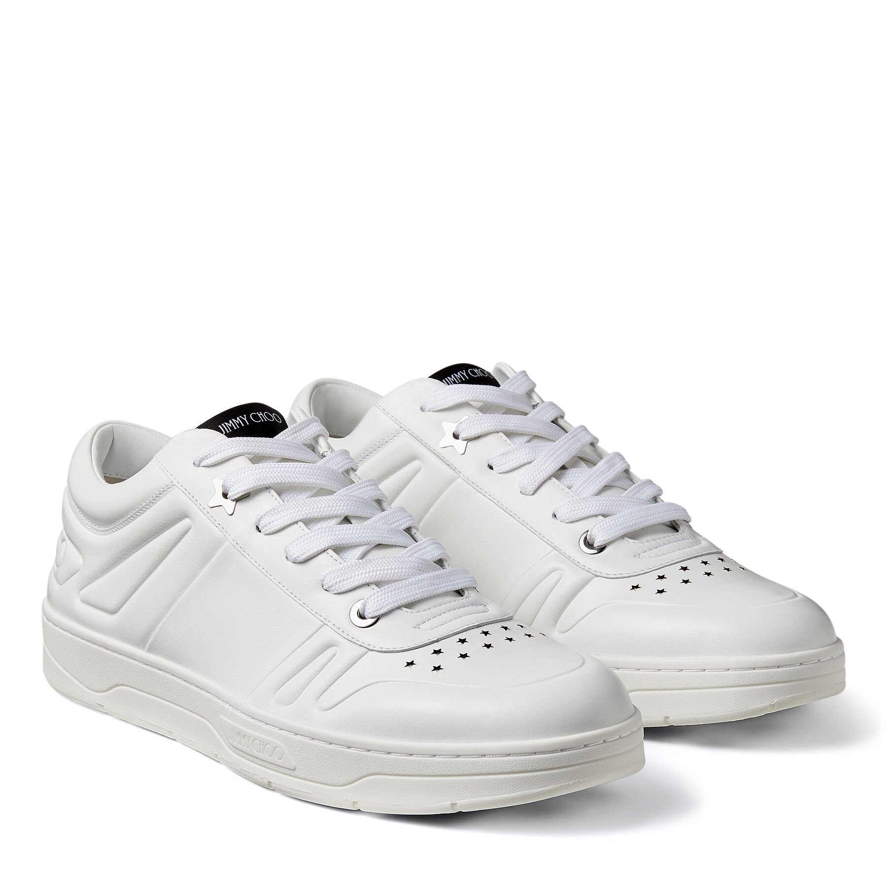 White Calf Leather Lace-Up Trainers|HAWAII M |Cruise '20 |JIMMY CHOO