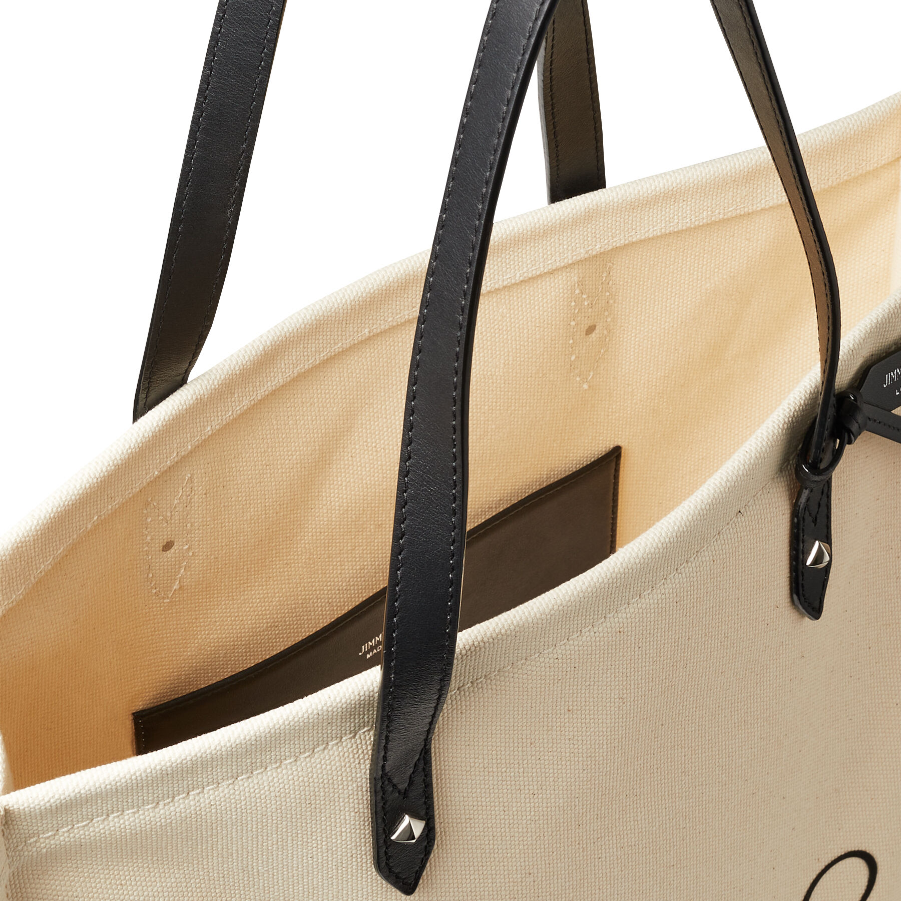 Natural Canvas Tote Bag with Black Leather Handles | LOGO TOTE | Autumn ...