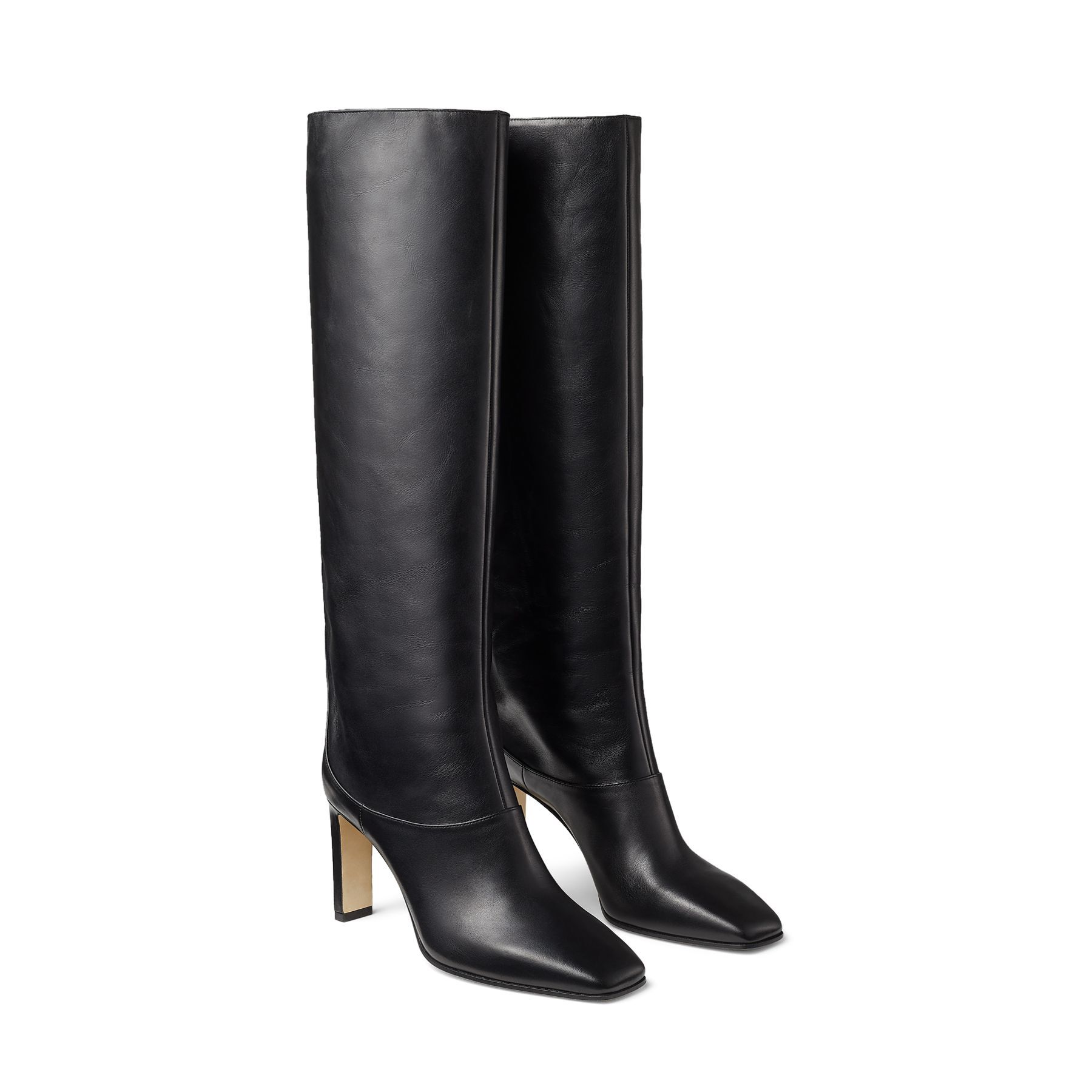 Black Shiny Calf Leather Knee-High Boots | MAHESA 85| Autumn-Winter ...