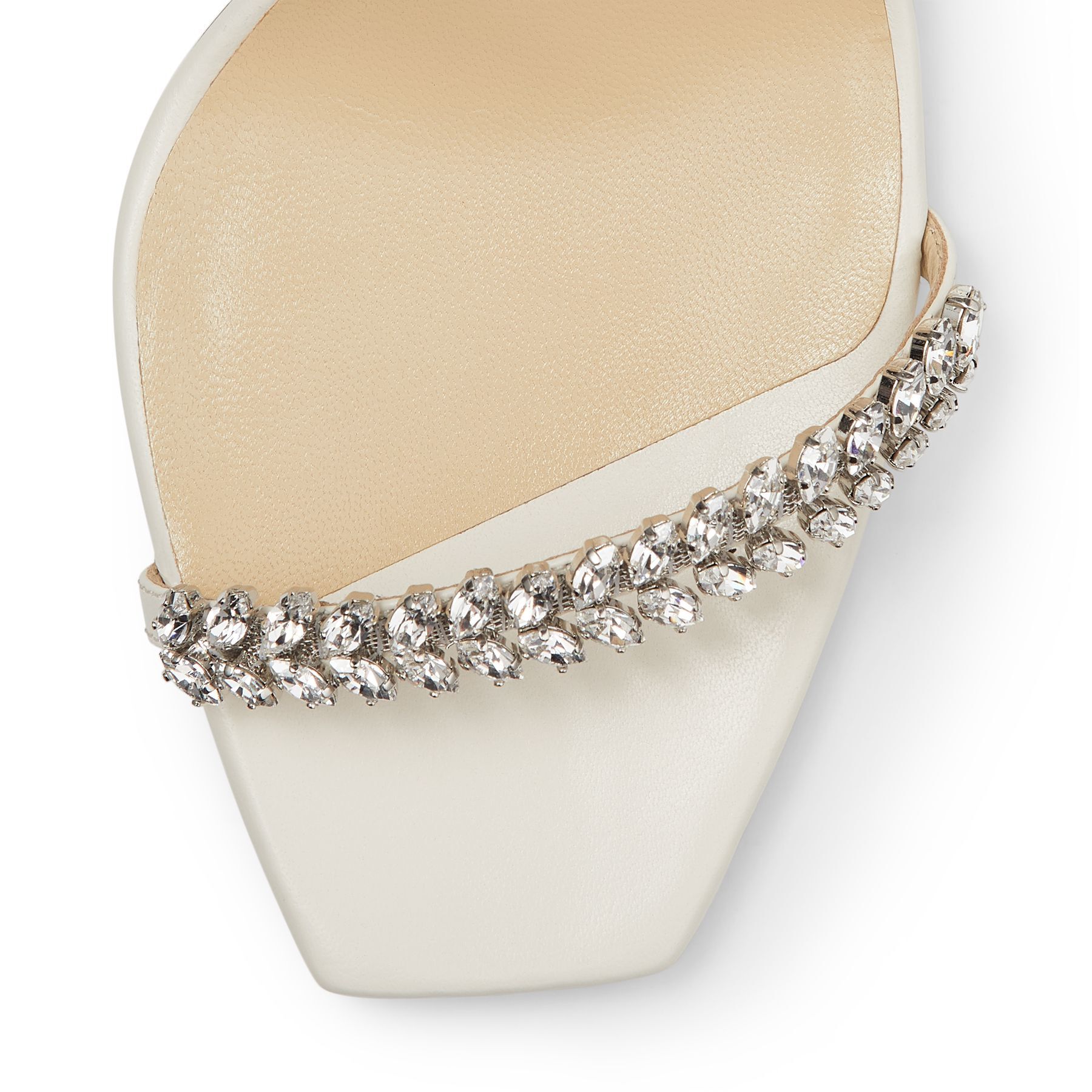 Latte Nappa Sandals with Leaf Crystal Embellishment | MEIRA 85 | Spring ...
