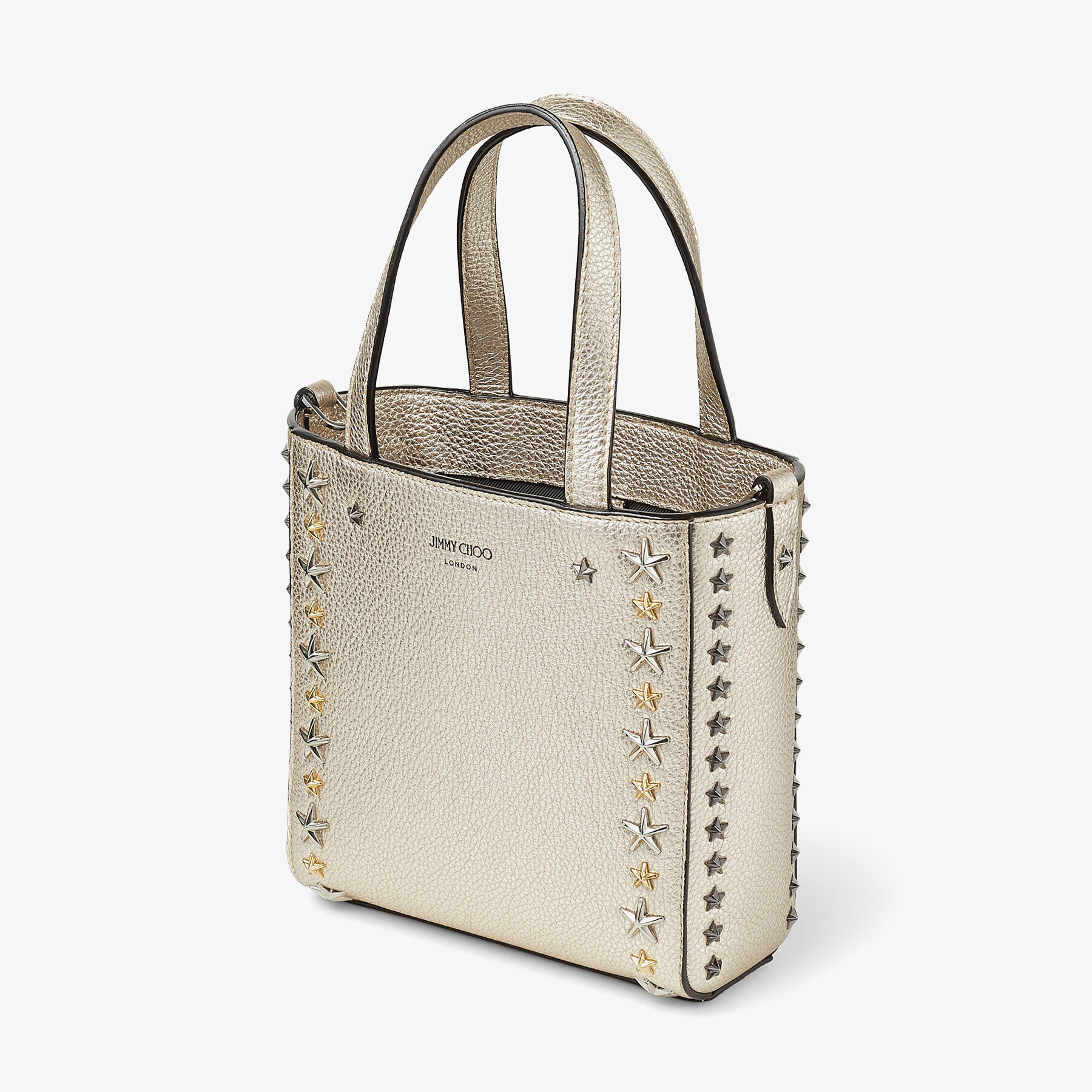 Light Gold Metallic Soft Calf Mini Tote Bag with Stars | MINI 