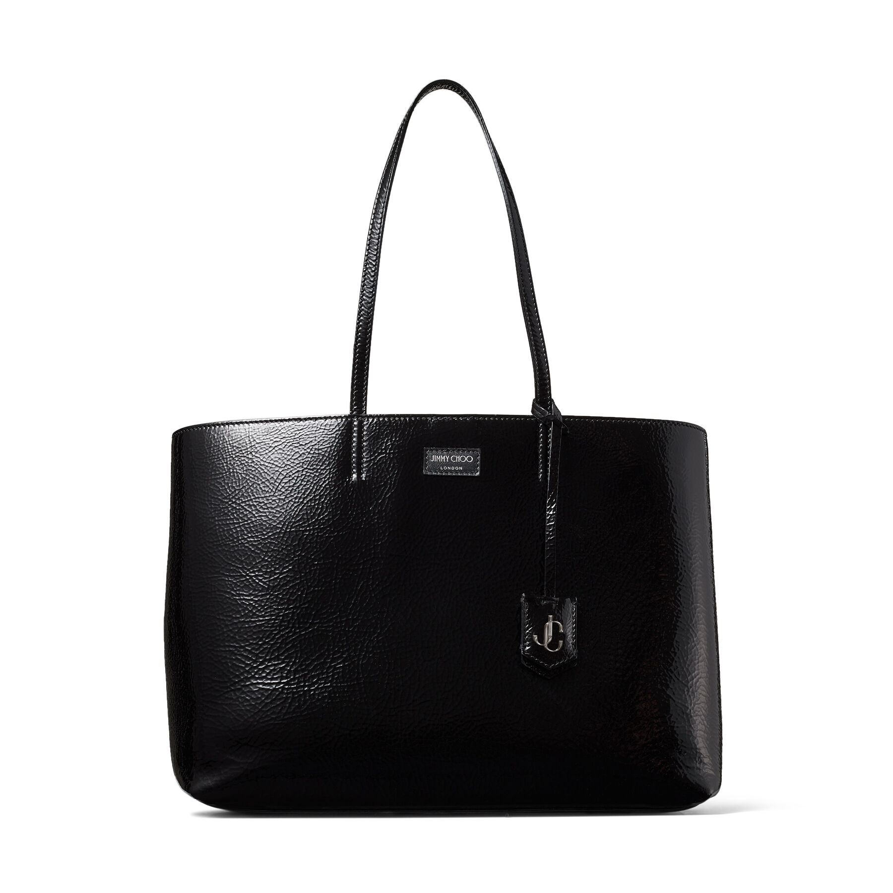 Black Patent Textured Leather Tote Bag | NINE2FIVE E/W | Autumn 