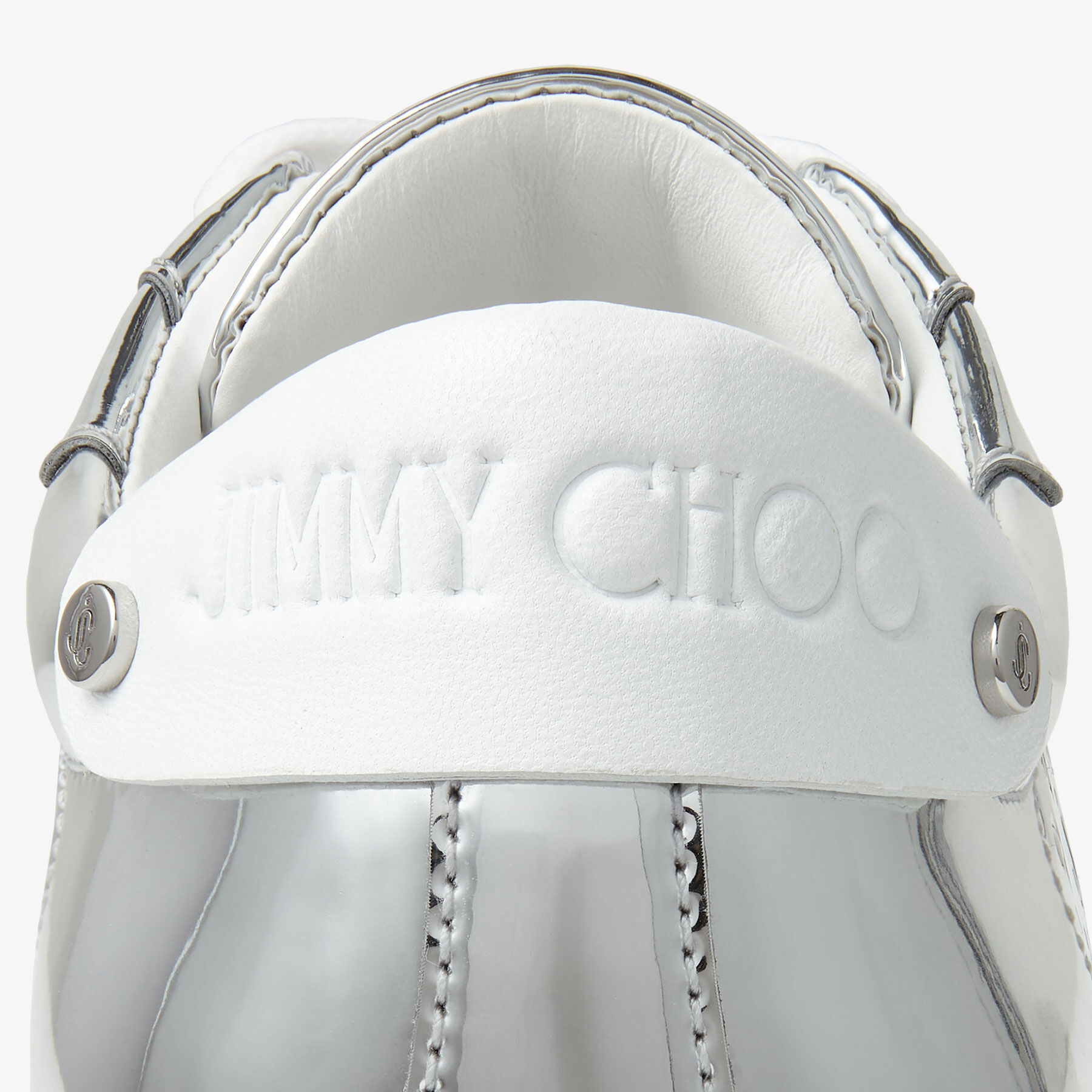 Silver Leather and Metallic JC Monogram Pattern Low Top Trainers 