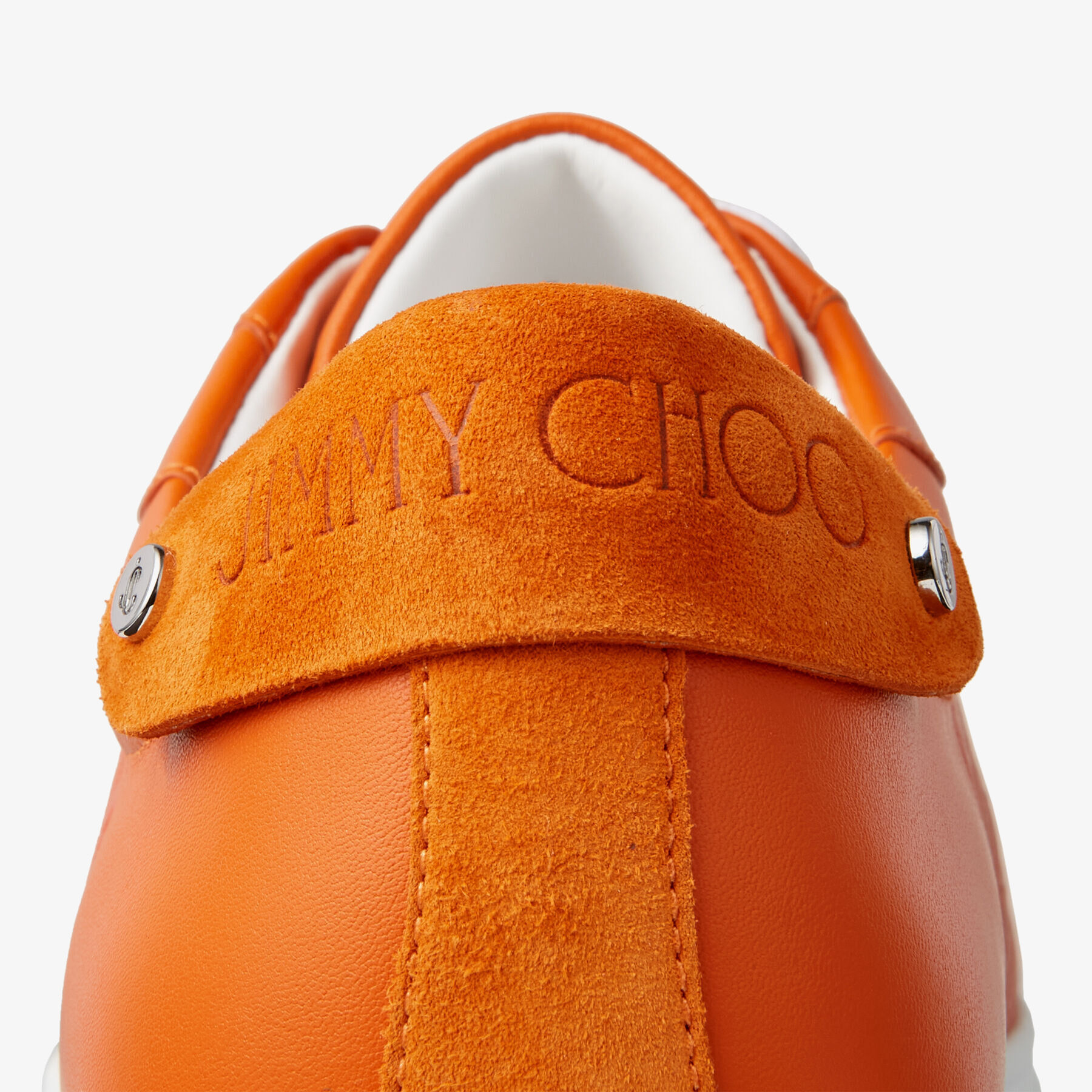 Amber Orange JC Monogrammed Pattern and Leather Low Top Trainers 