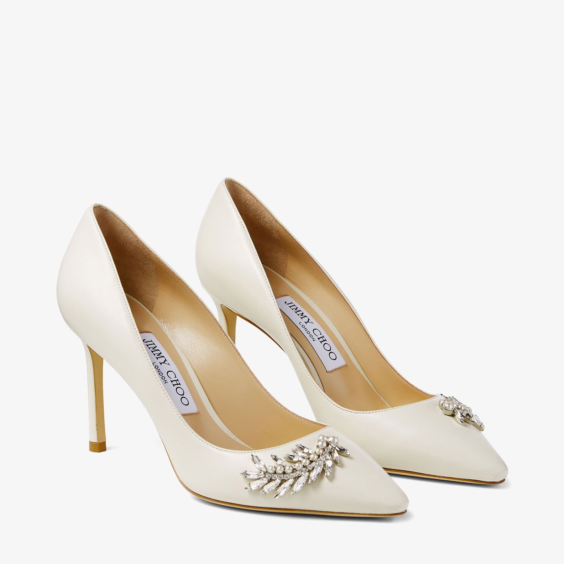 Latte Nappa Leather Pointed-Toe Pumps 