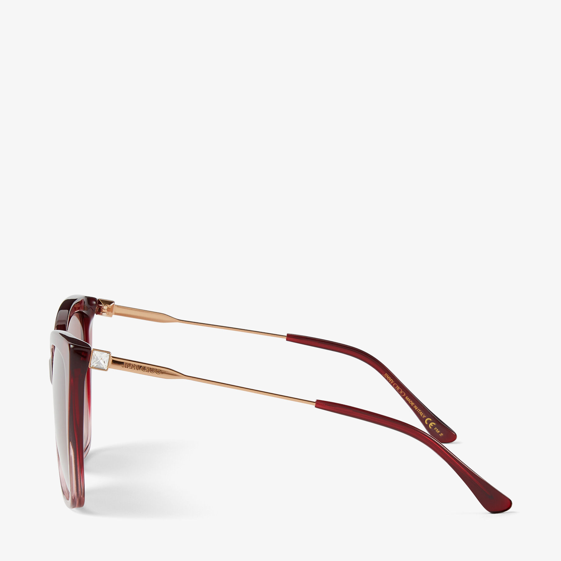 Red Round-Frame Sunglasses with Crystal Embellishment| SEBA | Spring ...