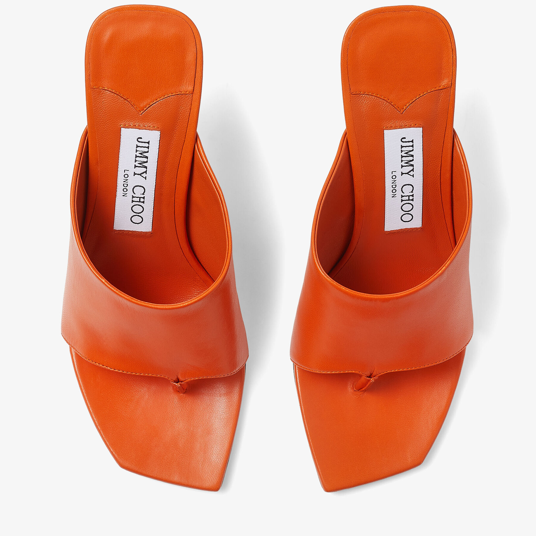 Amber Orange Nappa Leather Thong Mules | SEHER 90 | Spring 2022 ...