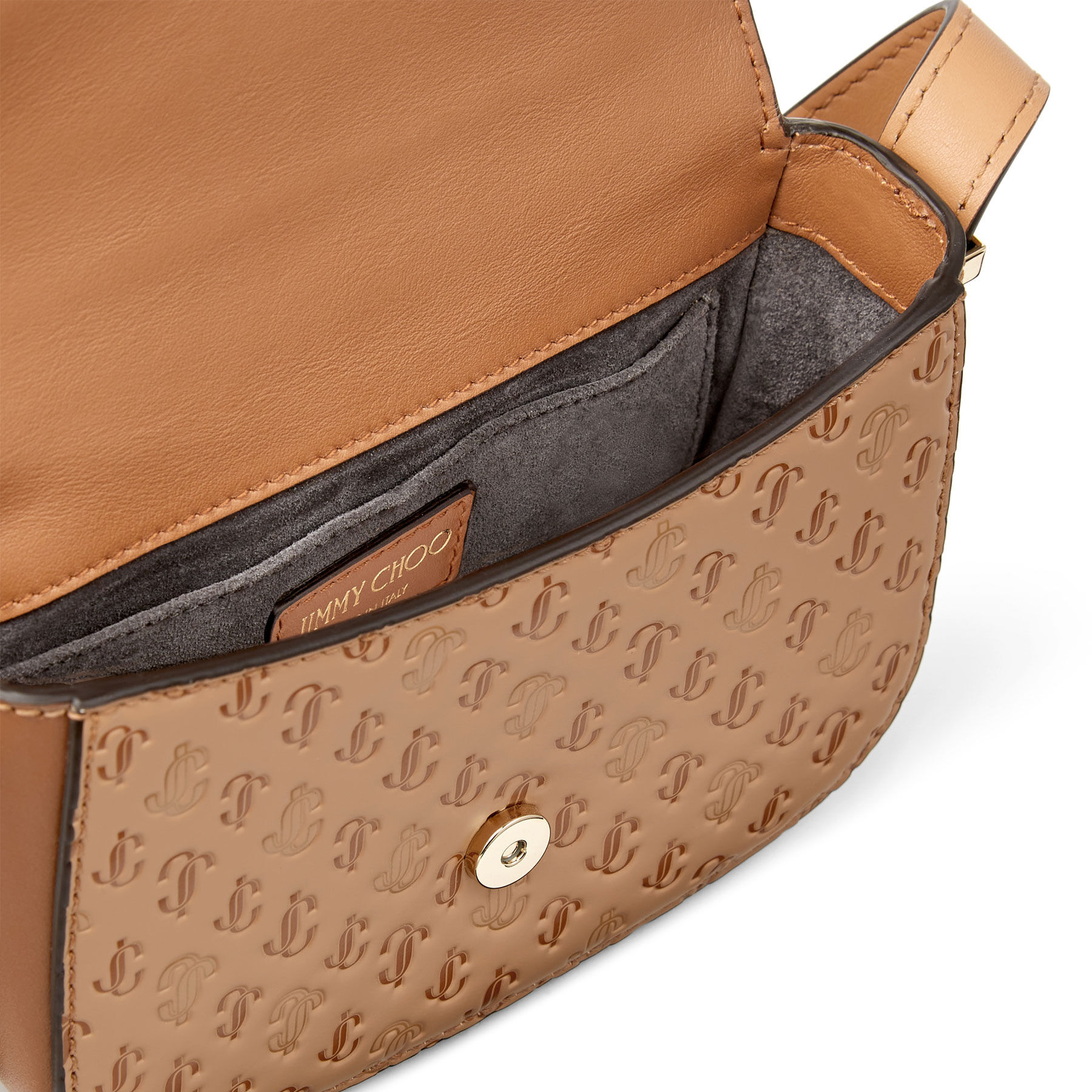 Caramel JC Monogrammed Calf Leather Crossbody Bag | VARENNE 