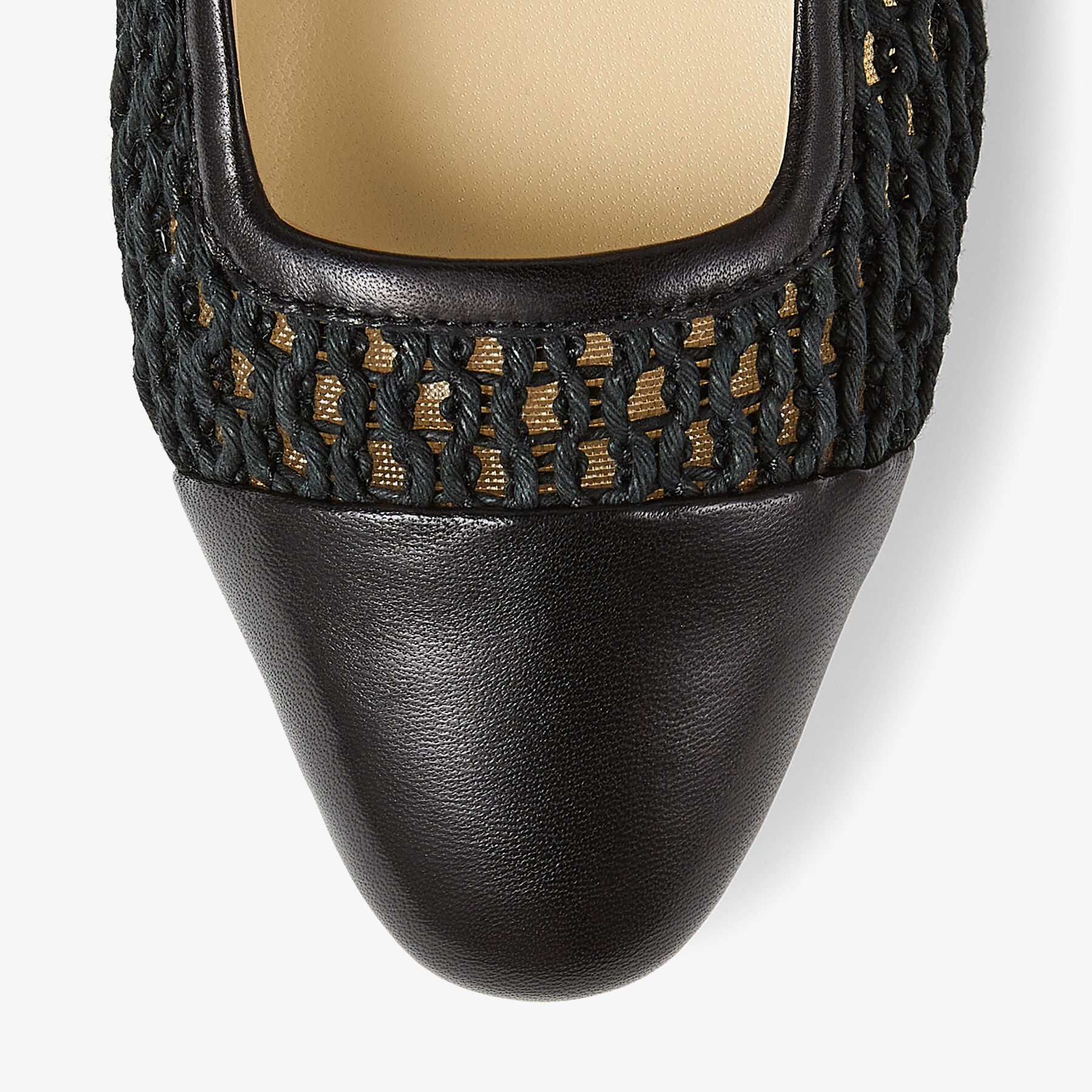 Black Woven Rope and Nappa Flats WATSON FLAT Spring 2022 Collection JIMMY CHOO