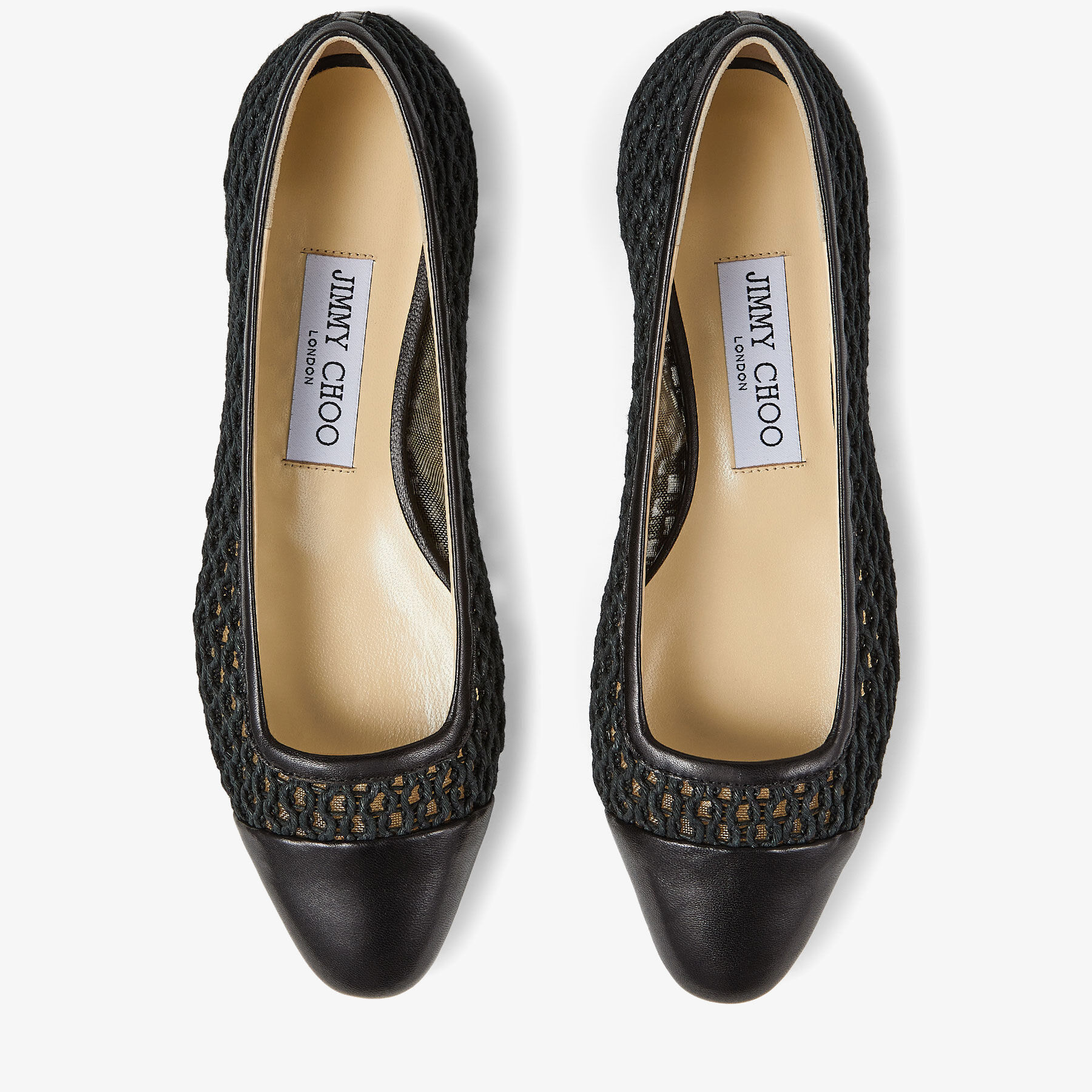 Black Woven Rope and Nappa Flats WATSON FLAT Spring 2022 Collection JIMMY CHOO