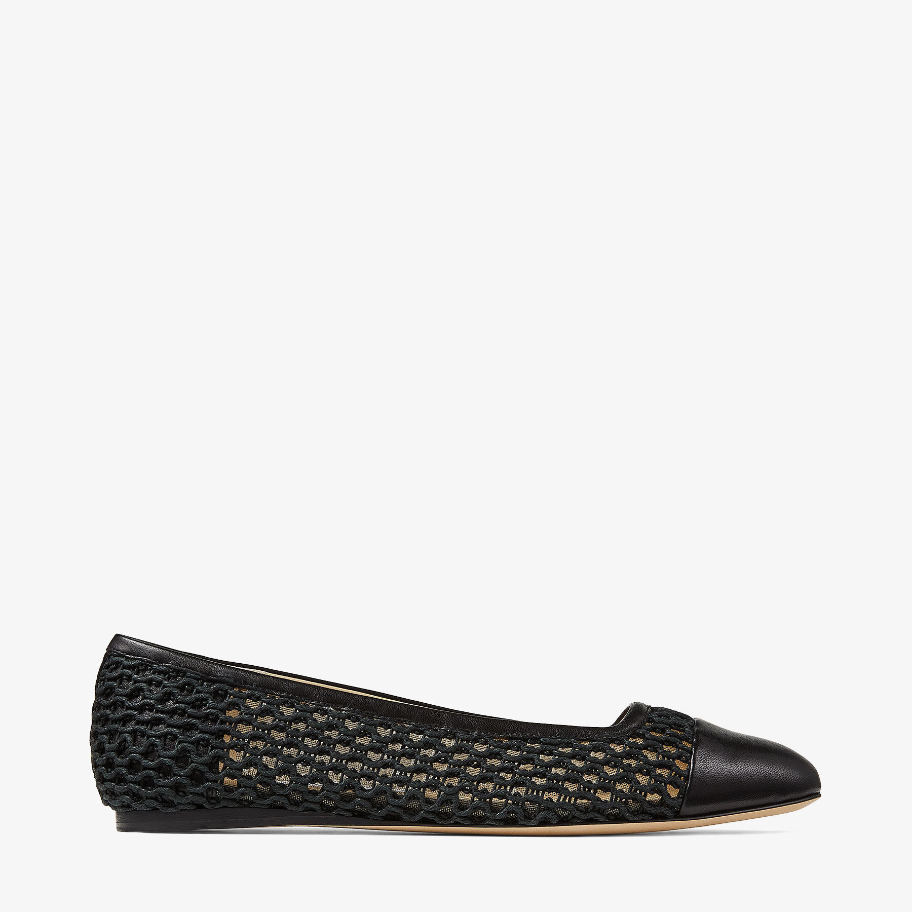 Black Woven Rope and Nappa Flats WATSON FLAT Spring 2022 Collection JIMMY CHOO