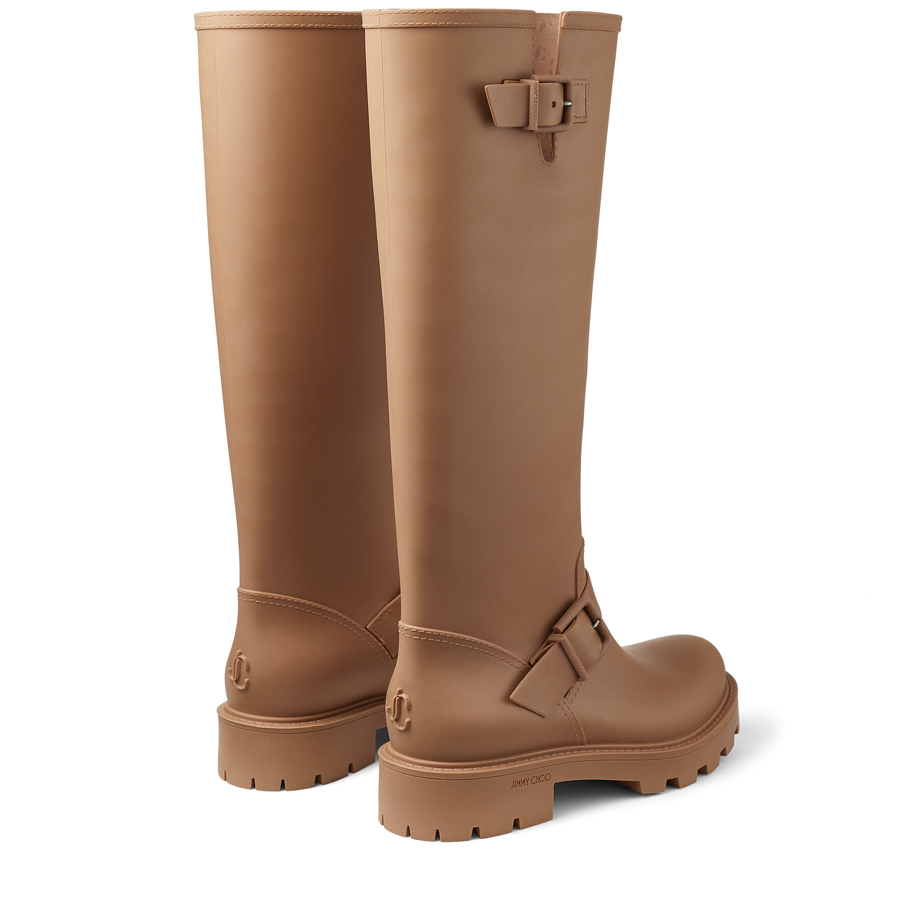 Camel Biodegradable Rubber Knee-High Rain Boots | YAEL FLAT TALL 