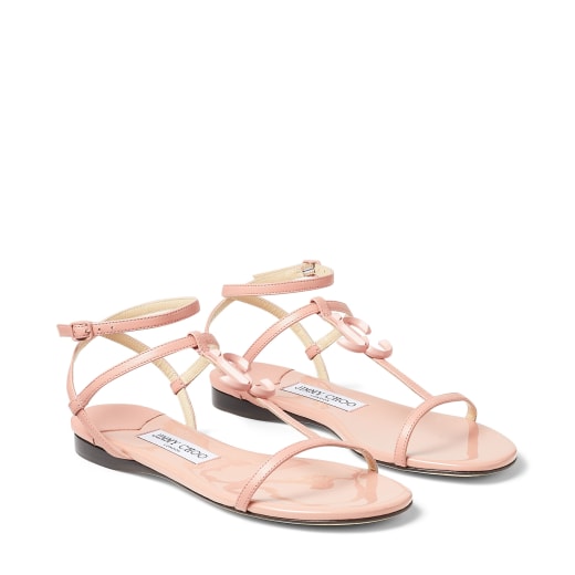 pink leather sandals flat