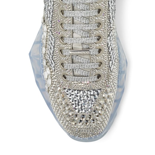 Crystal Shimmer Suede Low Top Trainers with Crystal Details | DIAMOND/F ...