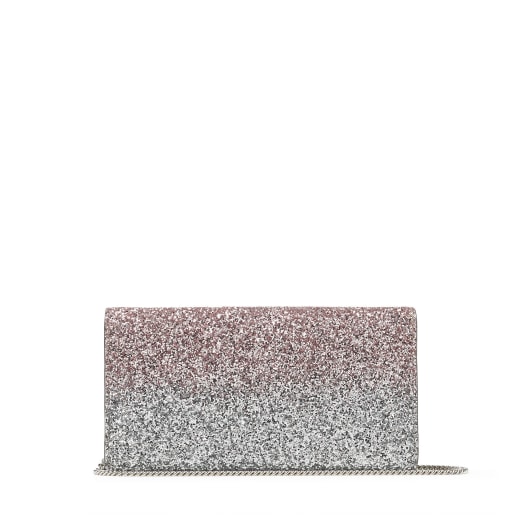 Ballet-Pink, Silver and Anthracite Triple Dégradé Glitter Fabric Clutch ...