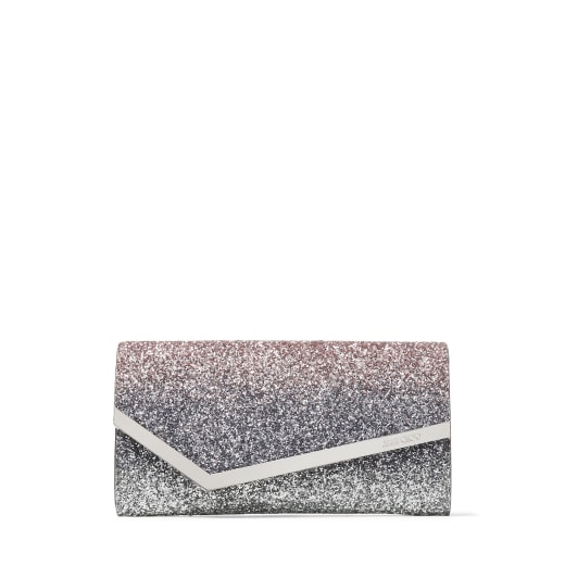 Ballet-Pink, Silver and Anthracite Triple Dégradé Glitter Fabric Clutch ...