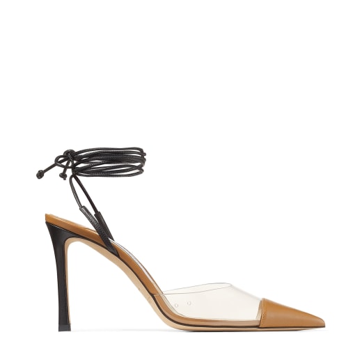Jimmy Choo Farley 95mm Transparent Pumps In Camel/clear ModeSens