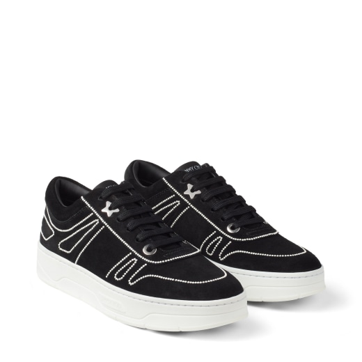 Black Suede Lace-Up Sneakers with Pearl Detailing | HAWAII/F| Autumn ...
