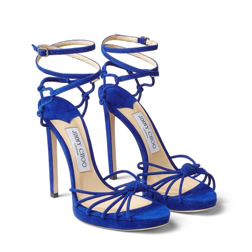 Cobalt Suede Wraparound Platform Sandals| LOVELLA/PF 120 | Spring ...