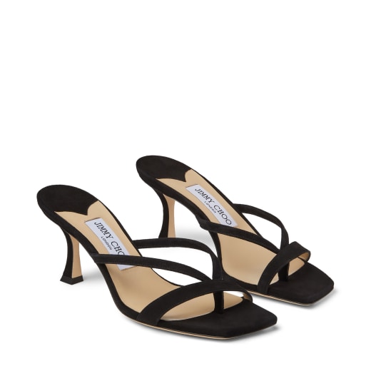 Black Suede Thong Mules | MAELIE 70 | Spring Summer 2021 | JIMMY CHOO