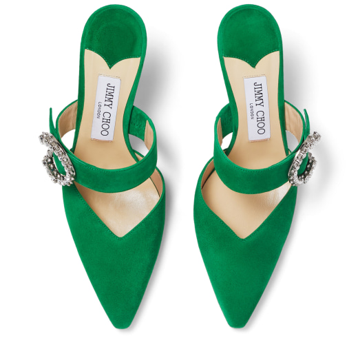 Malachite Suede Mules with Crystal Buckle | MARTA 90 | High Summer 2021 ...
