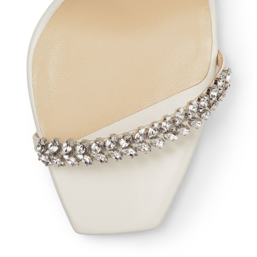 Latte Nappa Sandals with Leaf Crystal Embellishment | MEIRA 85 | Spring ...