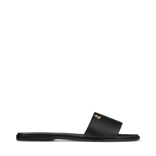 Black Nappa Leather Flats with Gold JC Button |MINEA FLAT| Autumn ...