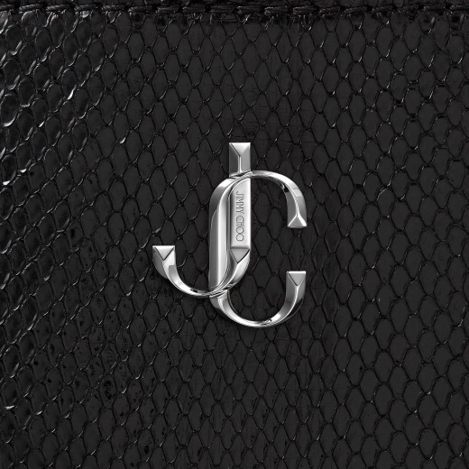 Black Shiny Python Tote Bag with JC Logo|NINE |Cruise '20 |JIMMY CHOO