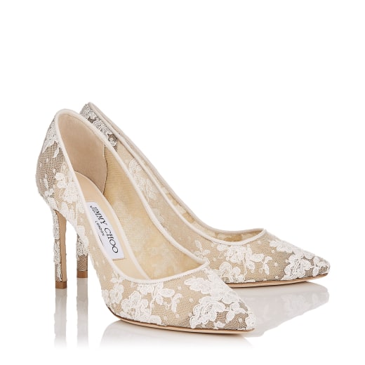 Ivory Floral Lace Pointy Toe Pumps | ROMY 100 | Cruise 19 | JIMMY CHOO