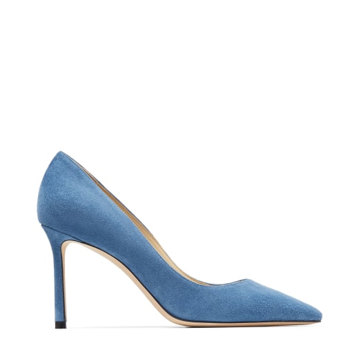 Butterfly Blue Suede Pointed-Toe Pumps | ROMY 85 | High Summer 2021 ...