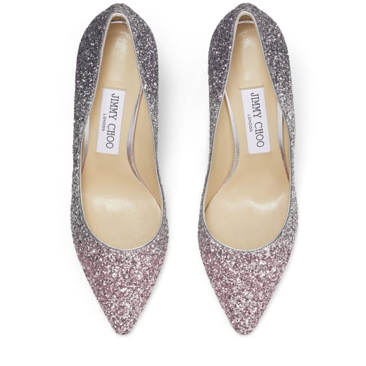 Ballet Pink, Silver and Anthracite Triple Glitter Dégradé Pointed Pumps ...