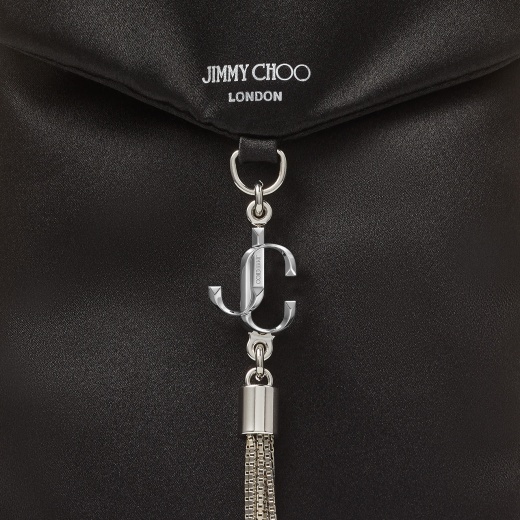 Jimmy Choo Satin Phone Holder With Chain In Black | ModeSens