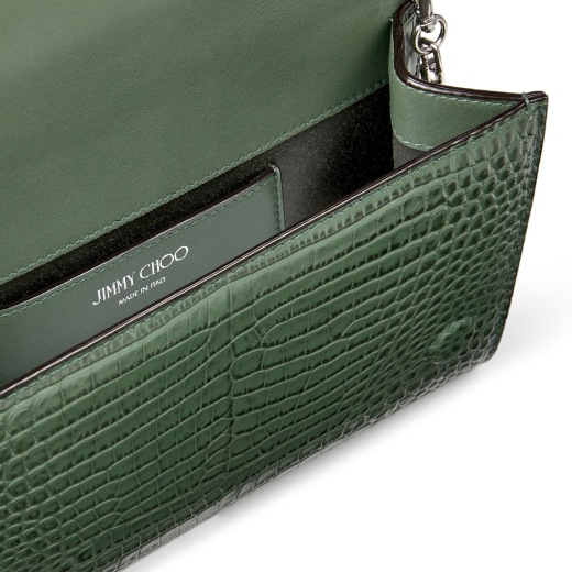 Cactus Croc-Embossed Leather Clutch Bag with JC Emblem | VARENNE CLUTCH ...