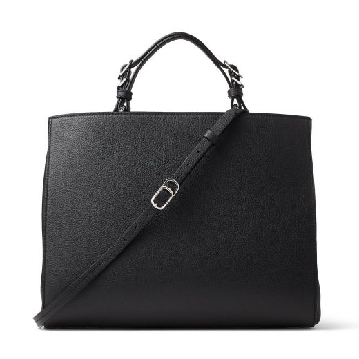 Black City Grainy Calf Leather Large Tophandle Handbag | VARENNE ...