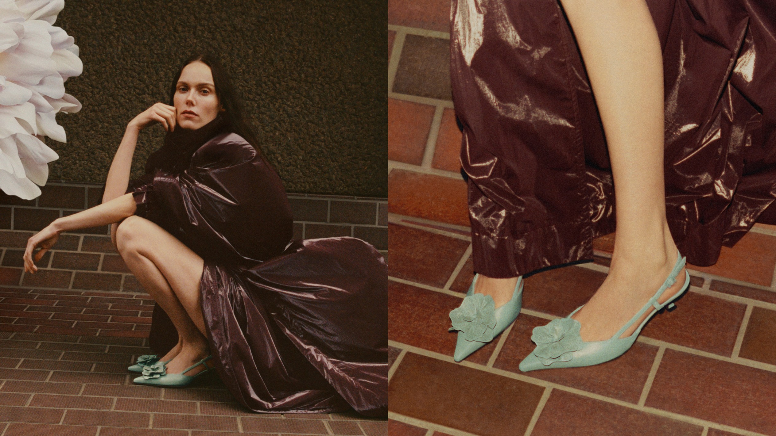  Ivory open-toe heels with pearl bow embellishment and ankle strap, shown close up.