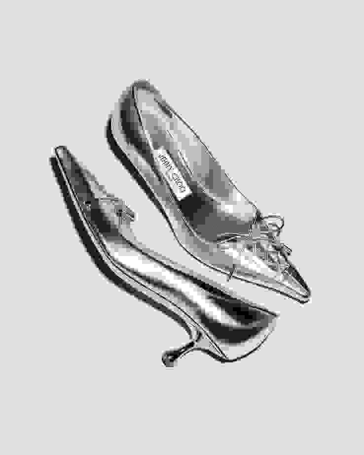 Jimmy Choo silver metallic Staz mules